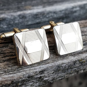 Vintage Gold Abstract Cufflinks. Gift for Dad, Groom, Groomsmen, Wedding, Anniversary, Christmas, Birthday.