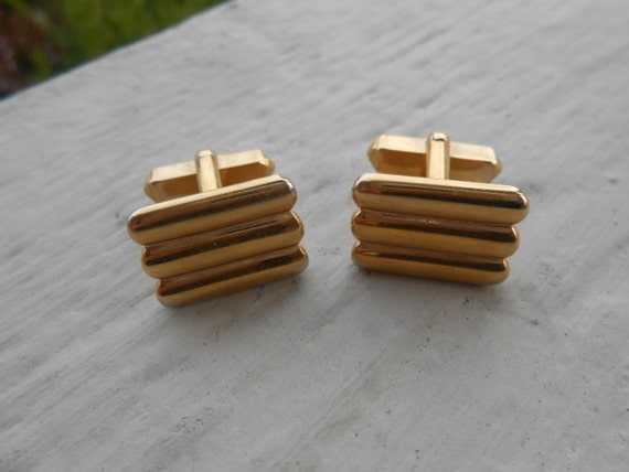 Vintage Gold Cufflinks. Gift For Dad, Anniversary, Birthday, Groom, Men