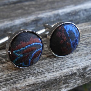 Vintage Brown & Blue Cufflinks. Gift For Dad, Groom, Groomsmen, Wedding, Anniversary, Birthday, Christmas, Father&#39;s Day.