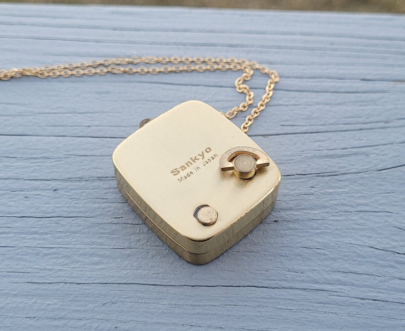 Vintage Gold Music Box Pendant. Love Story. Gift For Mom, Birthday, Anniversary, Christmas Gift. Gifts For Her image 6
