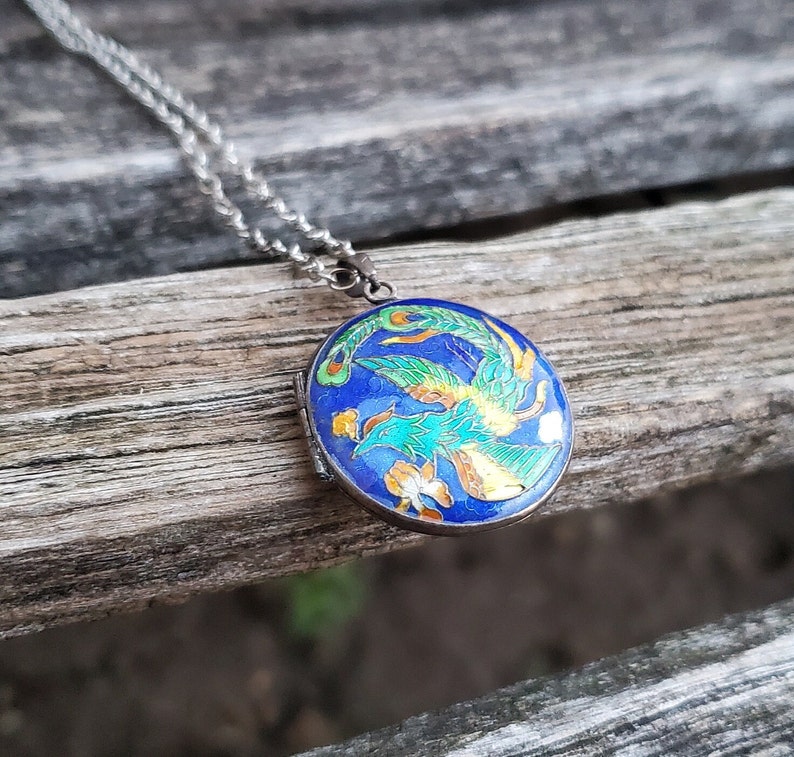 Vintage Peacock Locket. Cloisonne Locket. Gift for Mom, Anniversary ...