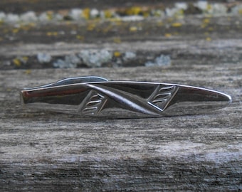 Vintage Silver Tie Clip. Gift for Men, Dad, Groom, Groomsmen, Anniversary, Birthday, Valentine, Christmas.