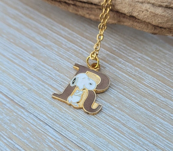 Vintage Letter R Snoopy Necklace. Gift For Annive… - image 2