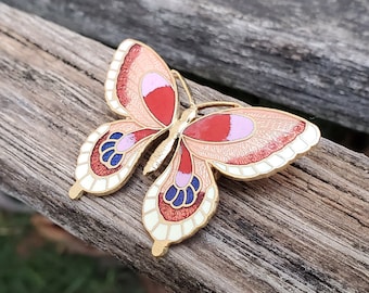 Vintage Butterfly Pin. Cloisonne. Gift For Mom, Bride, Bridesmaid, Wedding, Anniversary, Christmas, Birthday.
