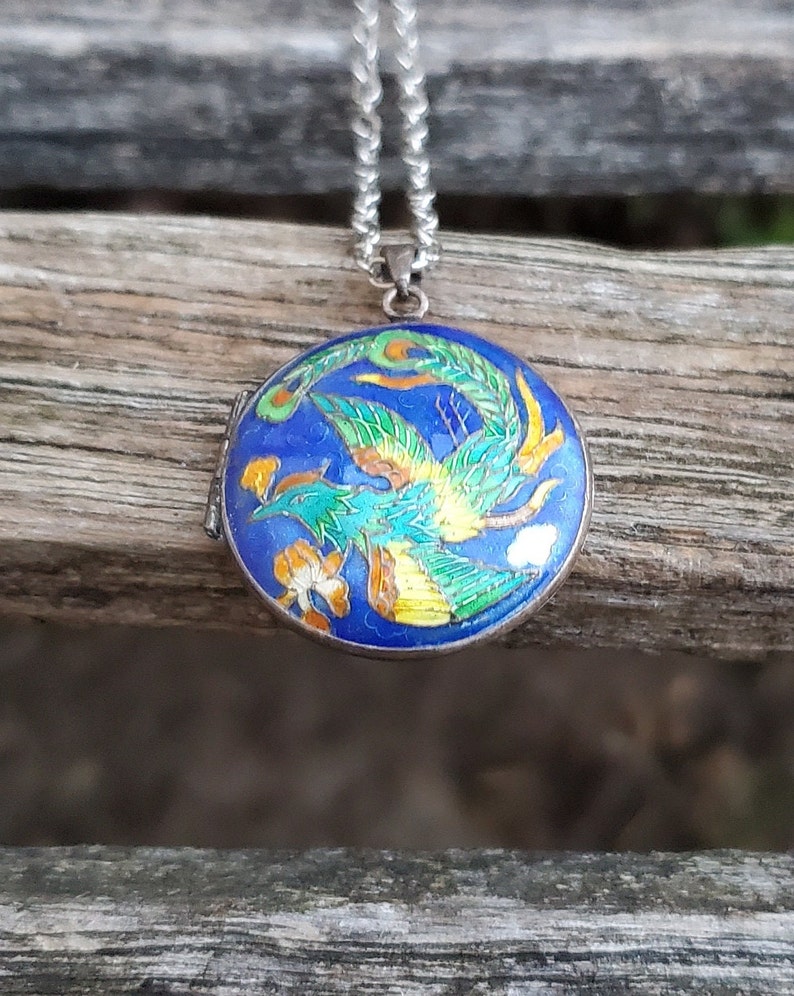Vintage Peacock Locket. Cloisonne Locket. Gift for Mom, Anniversary ...