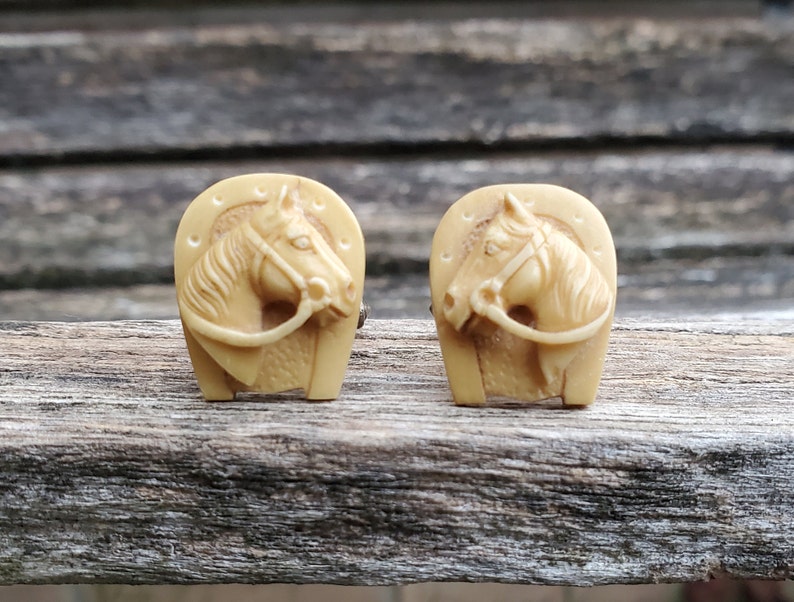 Vintage Carved Horse Cufflinks Equestrian Gift. Groomsmen Gift Groom Gift Sterling Silver Birthday Anniversary Gift For Dad