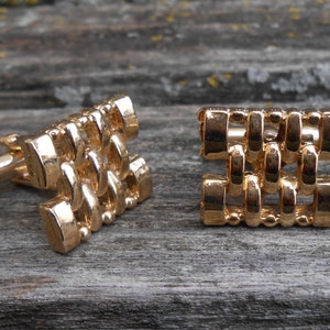 Vintage Gold Cufflinks. Gift For Dad, Wedding, Groomsmen, Anniversary, Birthday.