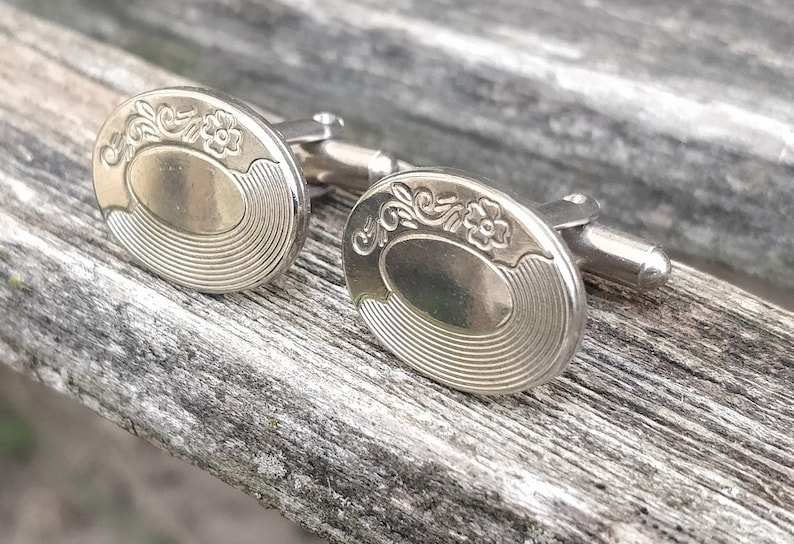 Vintage Engraved Floral Cufflinks Dad Groom Father/'s Day. Anniversary Wedding Gift For Groomsmen Birthday