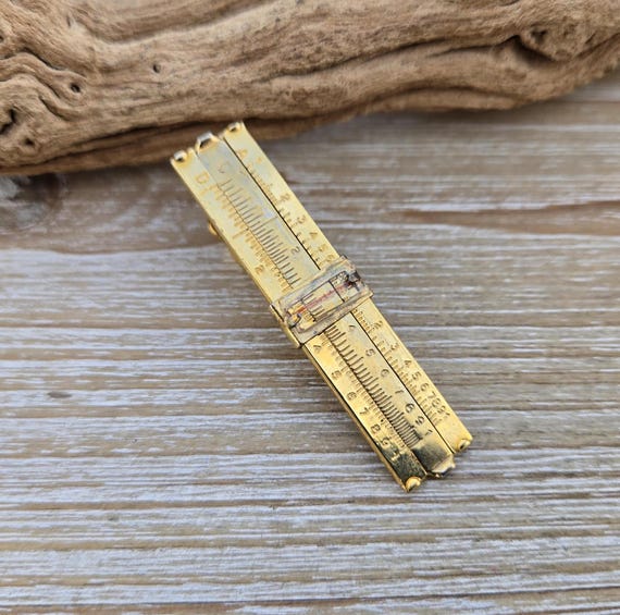 Vintage Slide Rule Tie Clip. Gift For Groomsmen, Groom, Dad, Wedding, Anniversary, Christmas, Birthday, Father's Day. View 5