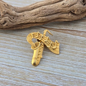 Vintage Saxophone Pin. JJ Jonette. Musician Gift, Anniversary, Birthday