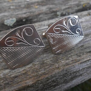 Vintage Gold Engraved Cufflinks. Gift For Dad, Birthday, Anniversary, Groom