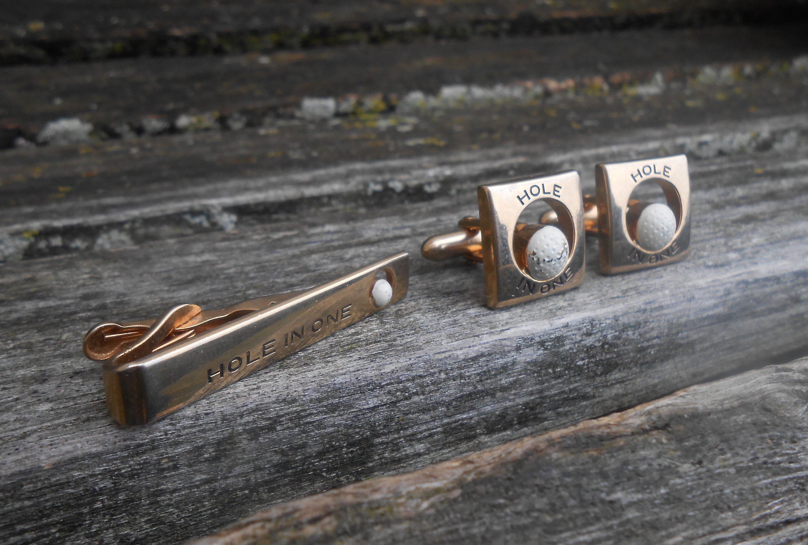 Vintage Golf Cufflinks & Tie Clip Set. Hole in One. Gift for Etsy UK