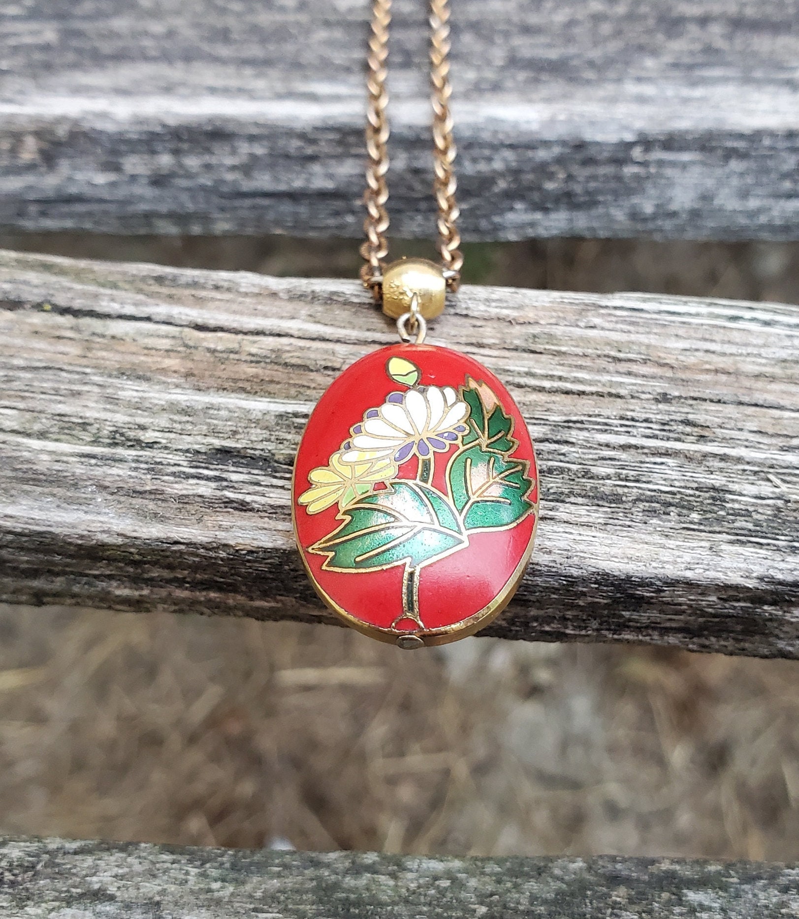 Red Cloisonne Pendant - Etsy