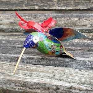 Vintage Hummingbird Ornament. Cloisonne. Gift For Her, Gift For Mom. Christmas Gift