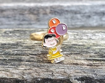 Vintage Lucy Ring. Cloisonne Ring. Gift For Kids, Mom, Anniversary, Birthday, Christmas. Snoopy