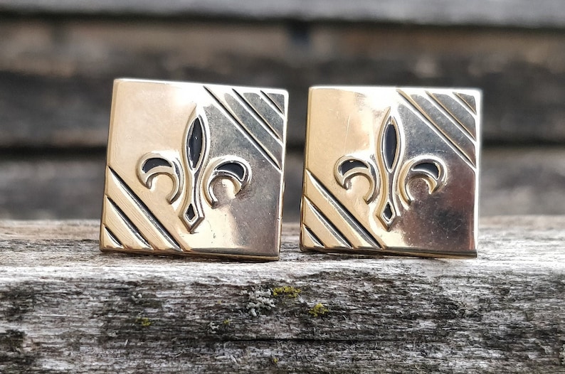 Father/'s Day. Christmas Birthday Groom Groomsmen Gift For Dad Vintage Fleur de Lis Cufflinks Wedding Anniversary