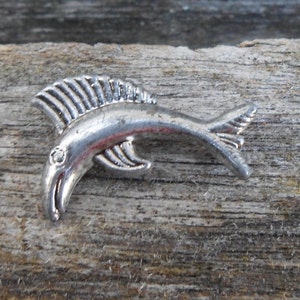 Vintage Sword Fish Pin. 1980s Silver Toned.  small
