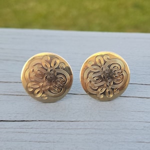 Vintage Engraved Gold Cufflinks. Gift For Groomsmen, Groom, Dad, Anniversary. Gift For Him, Birthday Gift