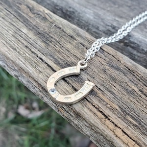 Vintage Horseshoe Necklace. Anniversary, Lucky. Horseshoe Pendant.