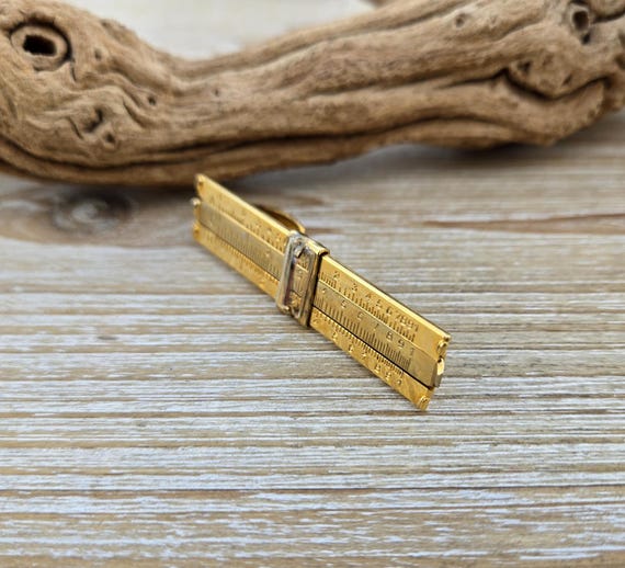 Vintage Slide Rule Tie Clip. Gift For Groomsmen, Groom, Dad, Wedding, Anniversary, Christmas, Birthday, Father's Day. View 4