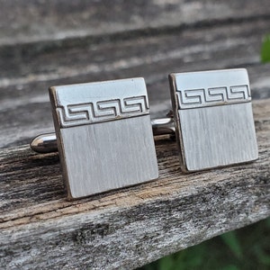 Vintage Abstract Silver Cufflinks. Gift For Dad, Groom, Anniversary, Birthday, Groomsmen. Modern