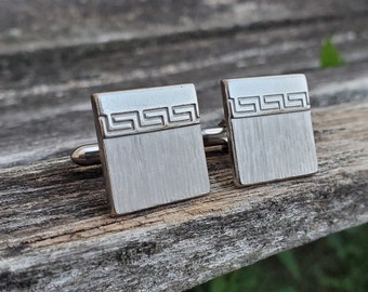 Vintage Abstract Silver Cufflinks. Gift For Dad, Groom, Anniversary, Birthday, Groomsmen. Modern