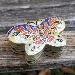Vintage Cloisonne Trinket Box. Butterfly Box. Gift For Mom, Bride, Bridesmaid, Wedding, Anniversary, Christmas, Birthday, Mother&#39;s Day.