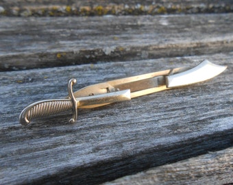 Vintage Sword Tie Clip, Gold Tone, 1960s. Men, Groomsmen Gift, Dad.