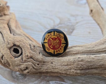Vintage Fire Department Pin. Gift for Dad, Groom, Groomsmen, Wedding, Birthday, Anniversary, Christmas.