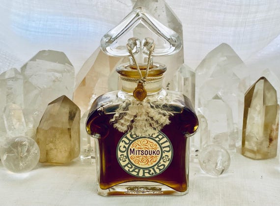 Guerlain, Mitsouko, 37 ml. or 1.21 oz. Flacon, Parfum Extrait, Flacon Bouchon Coeur, 1919, 1960, Paris, France ..