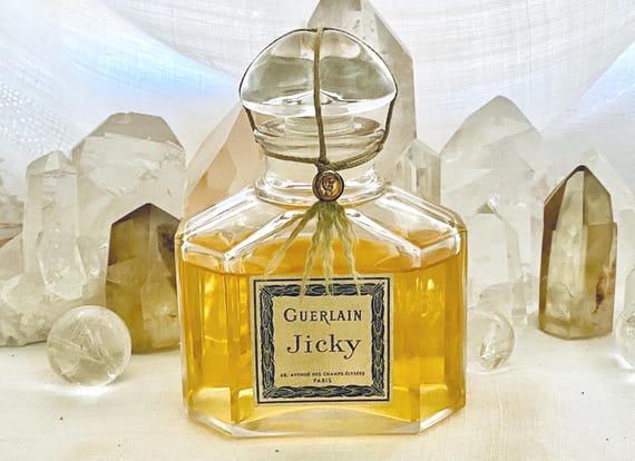 Guerlain, Jicky, 125 ml. or 4.2 oz. Flacon, Parfum Extrait, Flacon Quadrilobe, Etiquette Laurier, 1898, 1965, Paris, France ...