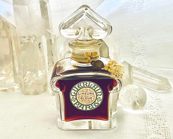 Guerlain, L'Heure Bleue, 'The Blue Hour', 60 ml. or 2 oz. Flacon, Parfum Extrait, Flacon Bouchon Coeur, Baccarat, 1912, 1930, Paris, France