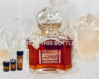 SAMPLE .. Guerlain, Guerlilas, Lilac, 1/2 ml. DECANTED SAMPLE from Flacon, Parfum Extrait, Baccarat, Flacon Quadrilobe, 1930, Paris, France