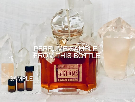 SAMPLE .. Guerlain, Guerlilas, Lilac, 1/2 ml. DECANTED SAMPLE from Flacon, Parfum Extrait, Baccarat, Flacon Quadrilobe, 1930, Paris, France