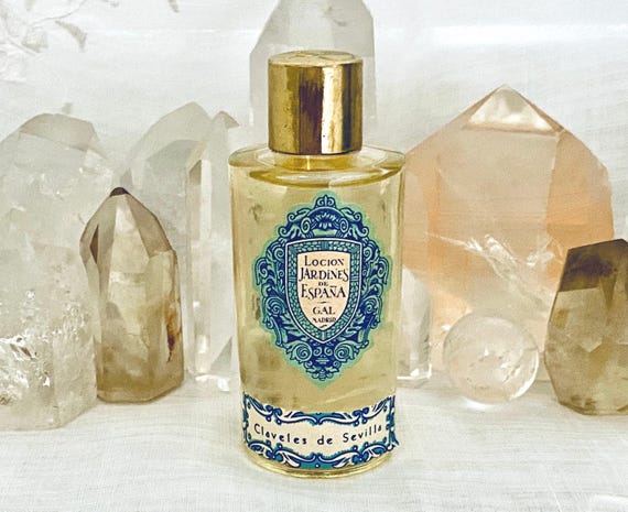 Gal of Madrid, Jardines de España, Gardens of Spain, Claveles de Seville, Carnations, 60 ml. or 2 oz. Flacon, Locion or Tonic,  1927, Madrid