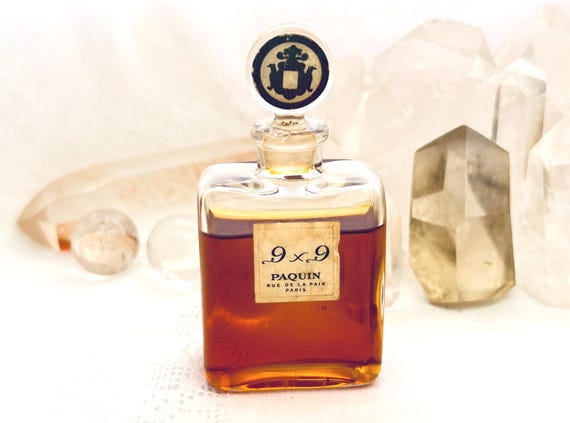 Jeanne Paquin, 9 x 9, 25 ml. or 0.87 oz. Flacon, Parfum Extrait, 1939, Paris, France ..