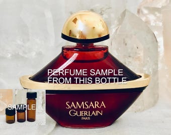 SAMPLE .. Guerlain, Samsara, DECANTED SAMPLE from Flacon, Parfum Extrait, 1986, 1993, Paris, France ..