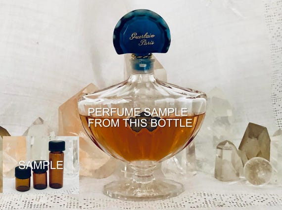 SAMPLE .. Guerlain, Shalimar, DECANTED SAMPLE from Flacon, Parfum Extrait, Baccarat, Flacon Chauvre Souris, 1927,  1989, Paris, France ..