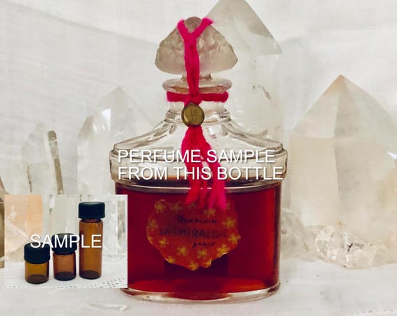 SAMPLE .. Guerlain, Jasmiralda, Soft Jasmine, DECANTED SAMPLE from Flacon, Parfum Extrait, Flacon Bouchon Fleurs, 1917, Paris, France ..