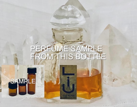 SAMPLE .. Guerlain, Liu, DECANTED SAMPLE from Flacon, Parfum Extrait, Flacon Quadrilobe, 1929, Baccarat, Paris, France ..