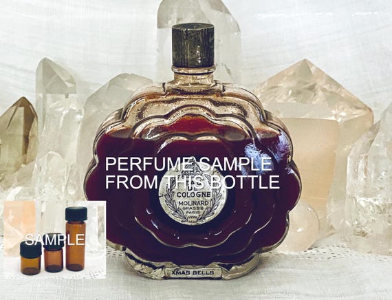 SAMPLE .. Molinard, Xmas Bells, Cloches de Noël, Noel, DECANTED SAMPLE from Flacon, Eau de Cologne, 1926, 1940, Paris, France ..