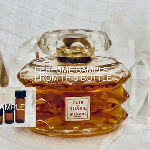 SAMPLE .. Bienaimé, Bienaime, Cuir de Russie, 'Russian Leather', DECANTED SAMPLE from Flacon, Parfum Extrait, 1935, 1950, Paris, France ..