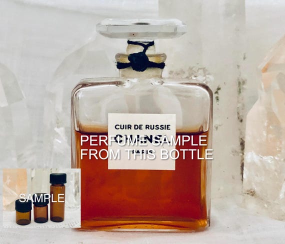 SAMPLE .. Chanel, Cuir de Russie, 'Russian Leather', DECANTED SAMPLE from Flacon, Parfum Extrait, 1924, Paris, France ..
