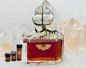 SAMPLE .. Guerlain, Ode, 1/2 ml. DECANTED SAMPLE from Flacon, Parfum Extrait, Flacon Pochet et du Courval, Flacon Quadrilobe, 1955, Paris