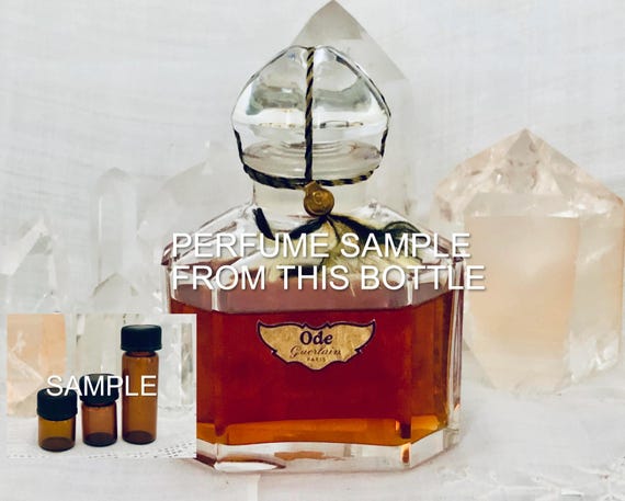 SAMPLE .. Guerlain, Ode, 1/2 ml. DECANTED SAMPLE from Flacon, Parfum Extrait, Flacon Pochet et du Courval, Flacon Quadrilobe, 1955, Paris