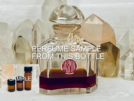 SAMPLE .. Guerlain, Jasmin, Jasmine, DECANTED SAMPLE from Flacon, Flacon Bouchon Quadrilobe, 1908, 1924, Paris, France ..