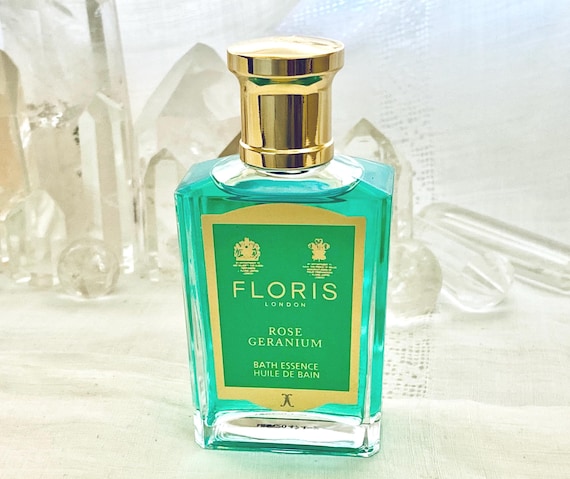 Floris, Rose Geranium, 50 ml. or 1.76 oz. Flacon, Concentrated Bath Oil, 1920, 1970, London, England ..