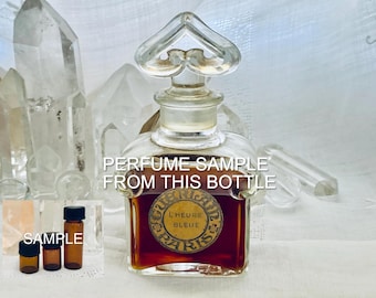 SAMPLE .. Guerlain, L'Heure Bleue, 'The Blue Hour', DECANTED SAMPLE from Flacon, Parfum Extrait, Flacon Bouchon Coeur, 1912, 1940, Paris,