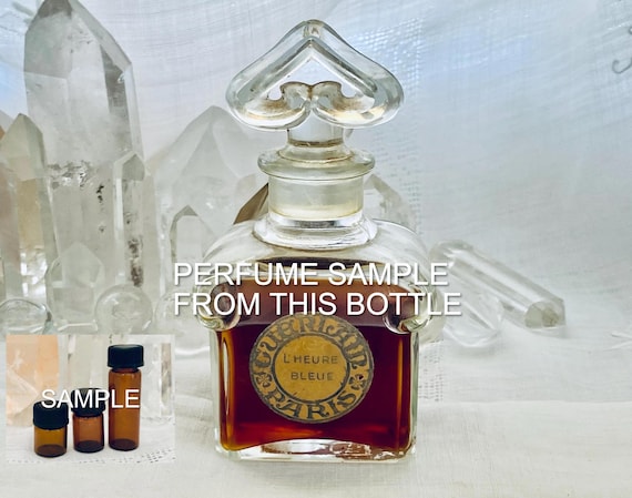 SAMPLE .. Guerlain, L'Heure Bleue, 'The Blue Hour', DECANTED SAMPLE from Flacon, Parfum Extrait, Flacon Bouchon Coeur, 1912, 1940, Paris,