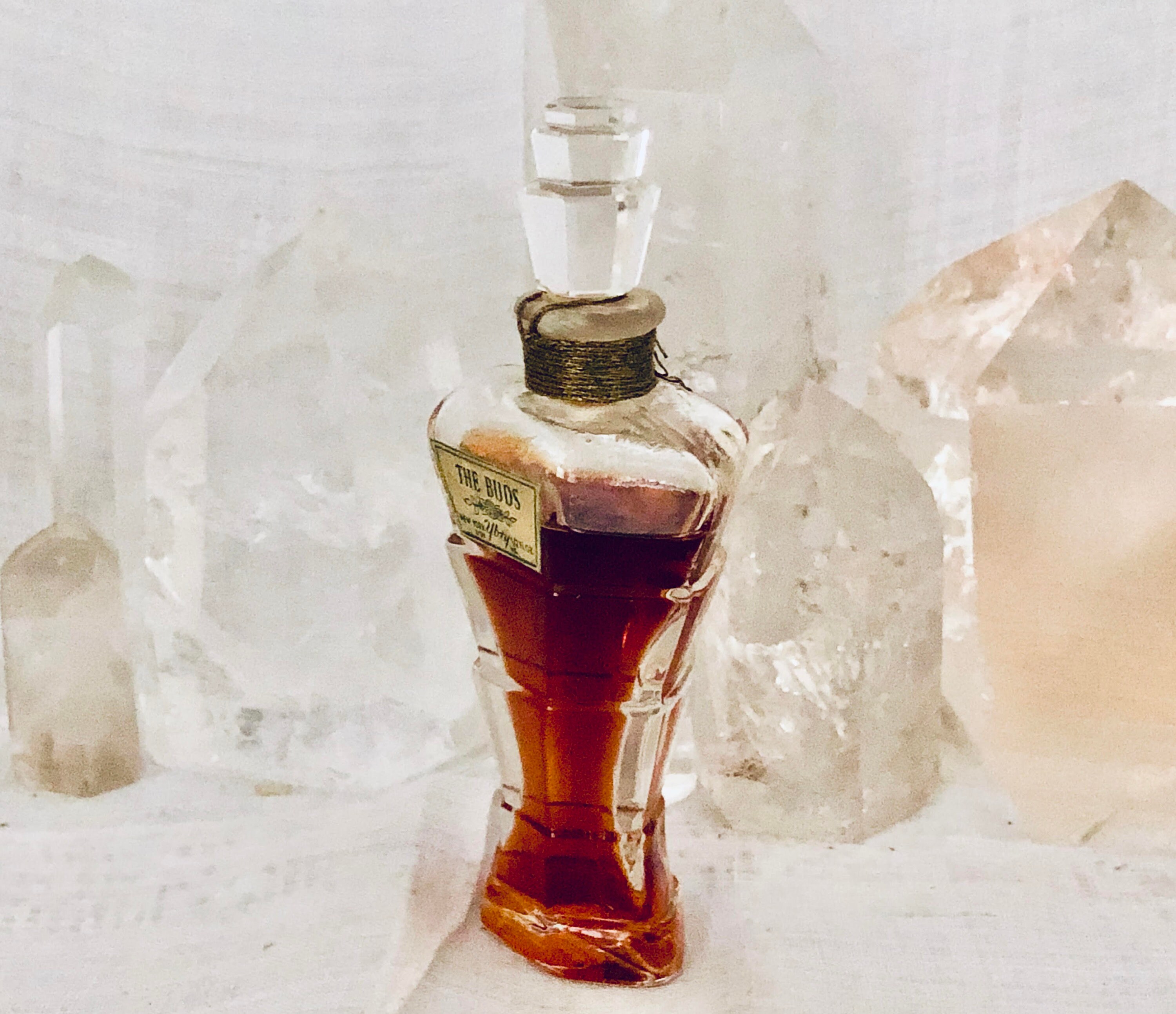 1950&#39;s Perfumeボトル　アンティーク Vintage Perfume Bottle With Stopper-diamond Cut Glass- Circa
